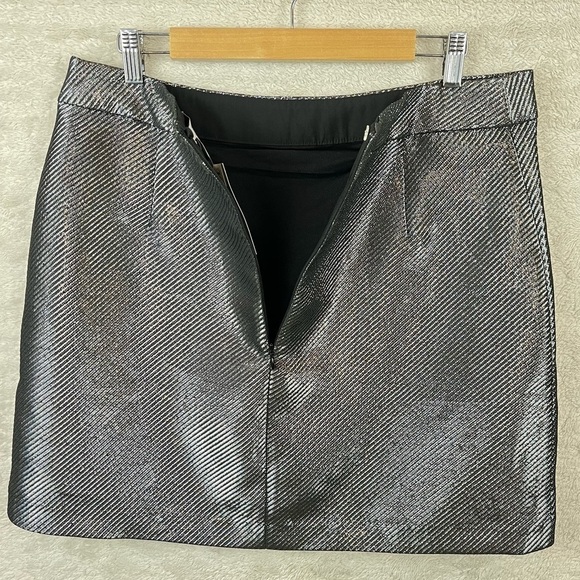 NWT H&M Conscious Silver Metallic Mini Skirt Size 14 - Picture 9 of 14